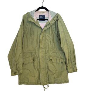 LADIES L Size Large AMERICAN EAGLE ARMY GREEN HOODED JACKET  FULL ZIP  Buttons